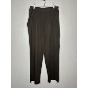 Ming Wang Brown Pull On Knit Pants High Rise Straight Leg Stretch Size Large